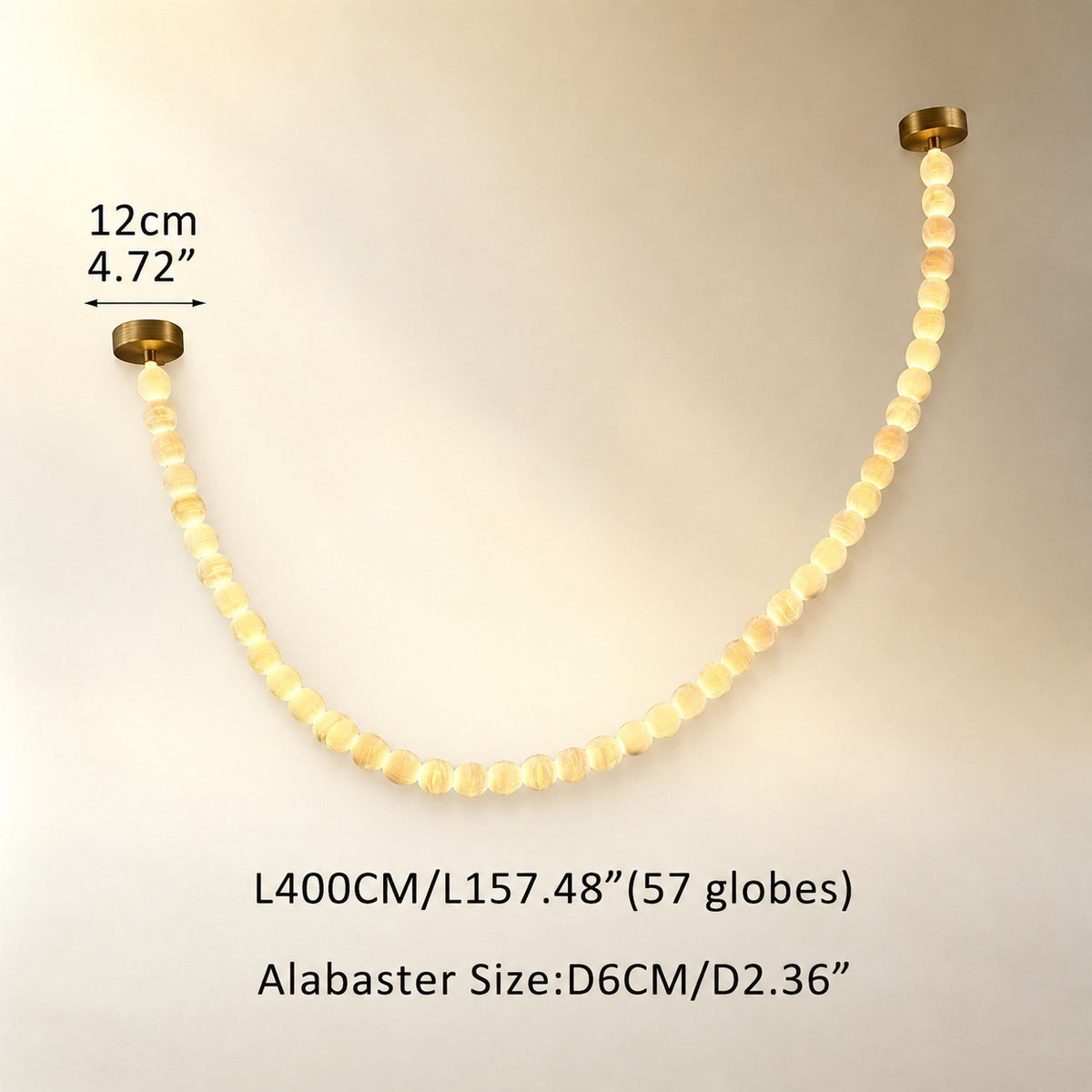 Natural Alabaster Globes Beads Chandelier