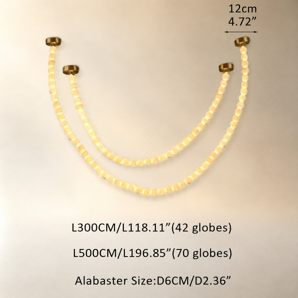 Natural Alabaster Globes Beads Chandelier