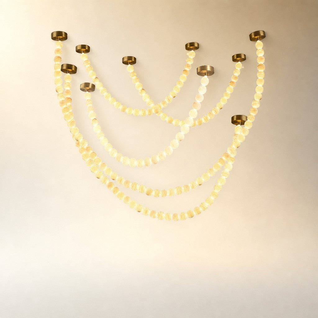 Natural Alabaster Globes Beads Chandelier
