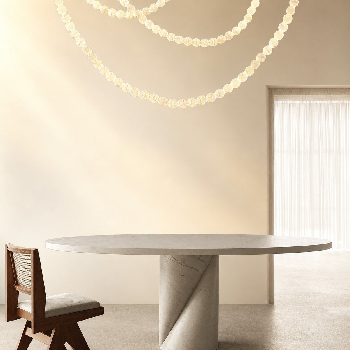 Natural Alabaster Globes Beads Chandelier