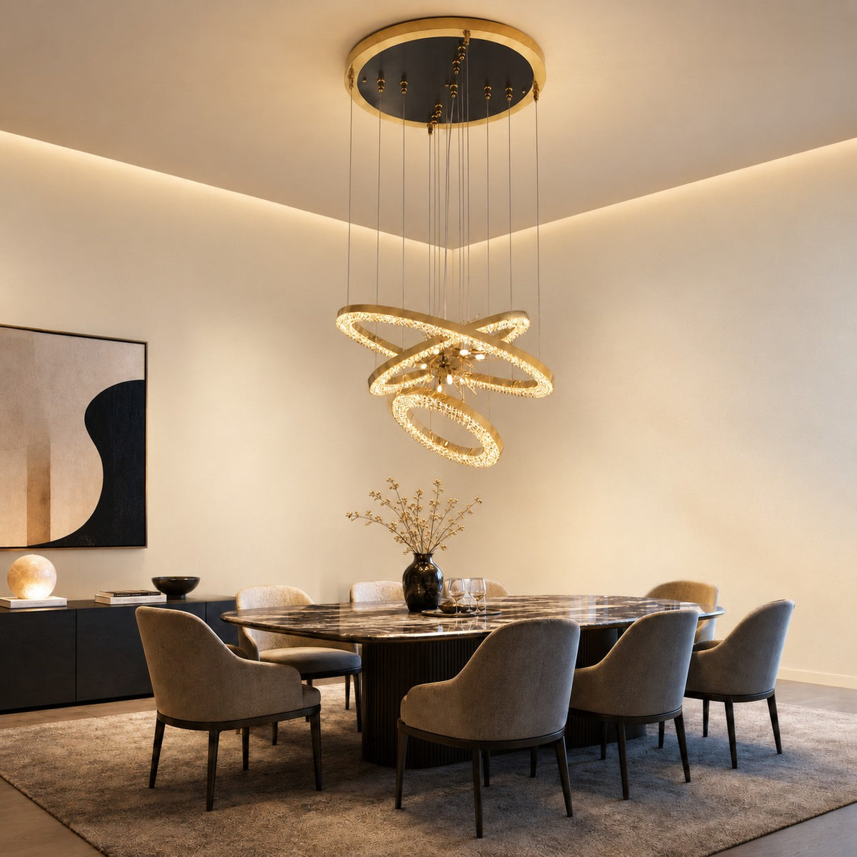 Octagonal Halo Chandelier