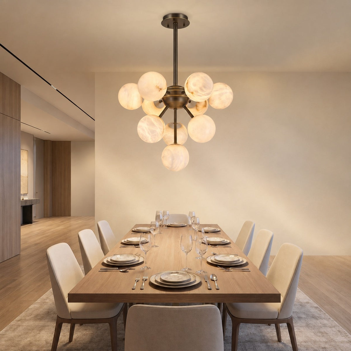 Orb Cluster Alabaster Pendant Light