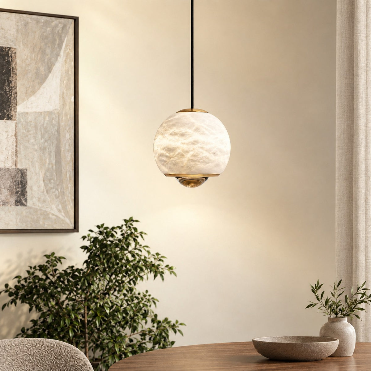 Orbelle Alabaster Globe Pendant Light