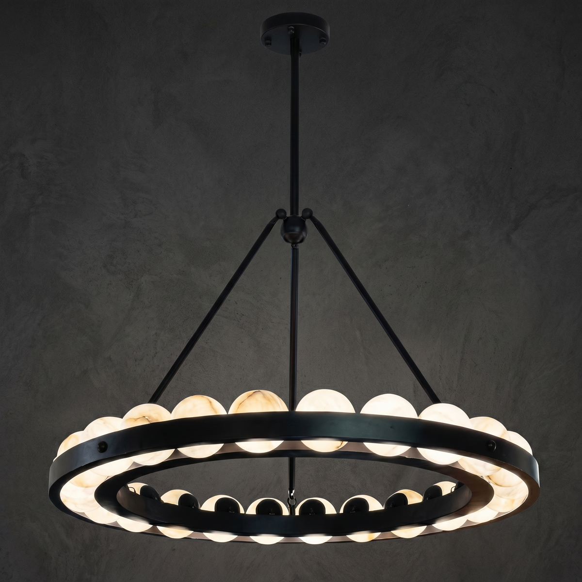 Dovia Modern Alabaster Round Chandelier