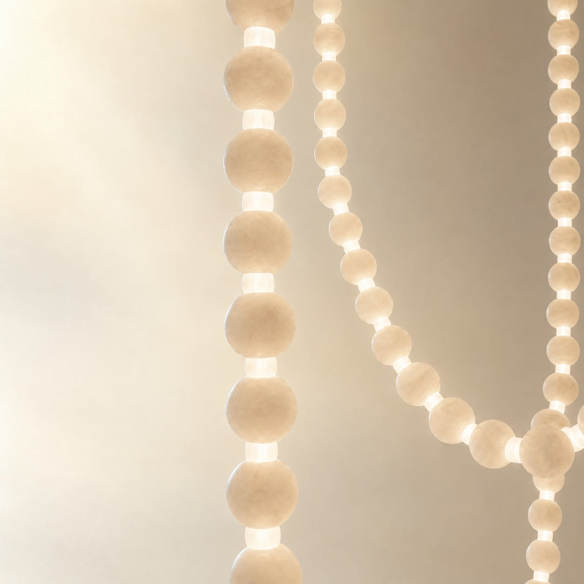 Orbita Modern Alabaster Pearl Chain Chandelier