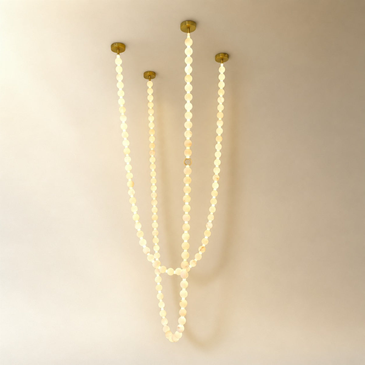 Orbita Modern Alabaster Pearl Chain Chandelier
