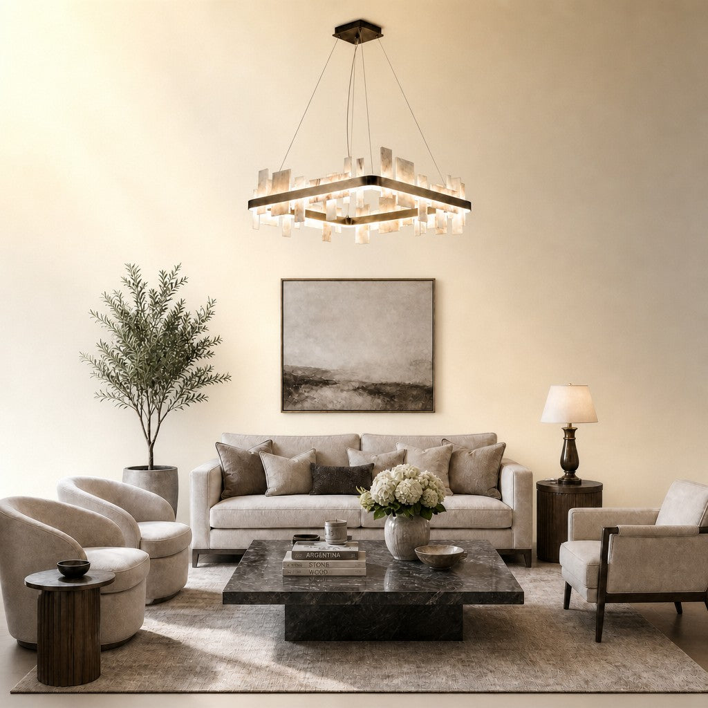 Orior Natural Stone Chandelier 31"