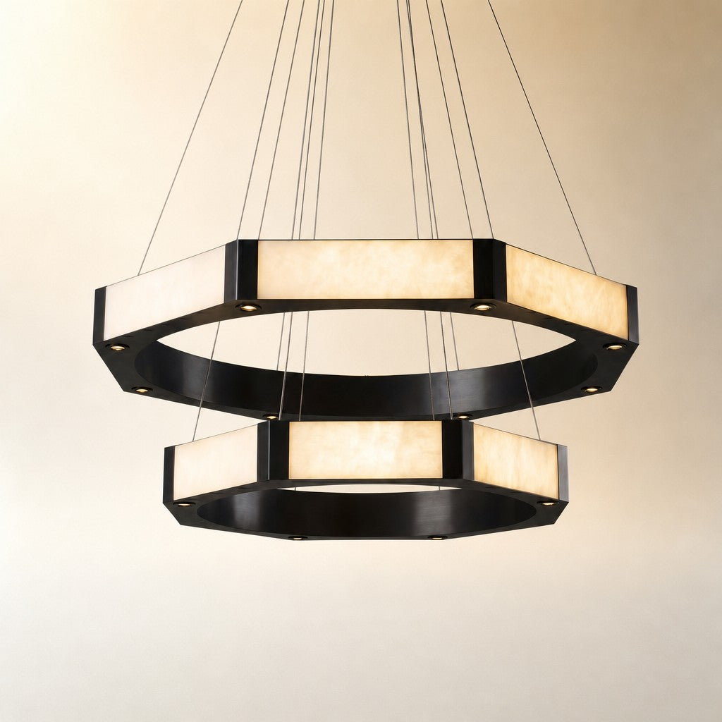 Orovan Hexagonal Black Ring Chandelier