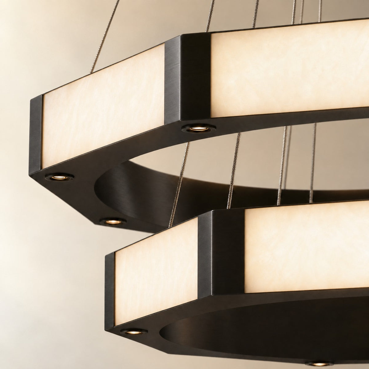 Orovan Hexagonal Black Ring Chandelier