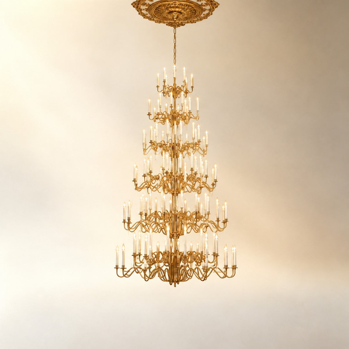 Orvin Cascading Large Handmade Glass Chandelier 63"
