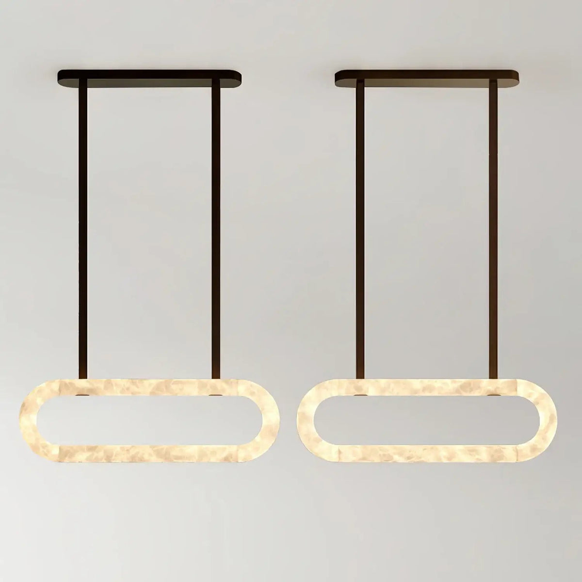 Oval Alabaster Ring Chandelier with Faux Leather Straps