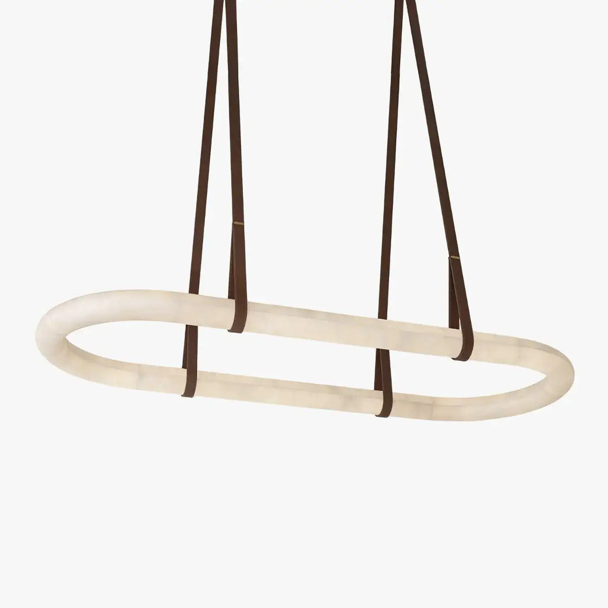 Oval Alabaster Ring Chandelier with Faux Leather Straps