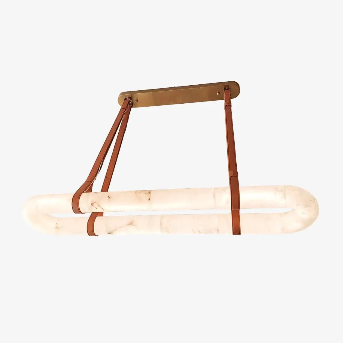 Oval Alabaster Ring Chandelier with Faux Leather Straps