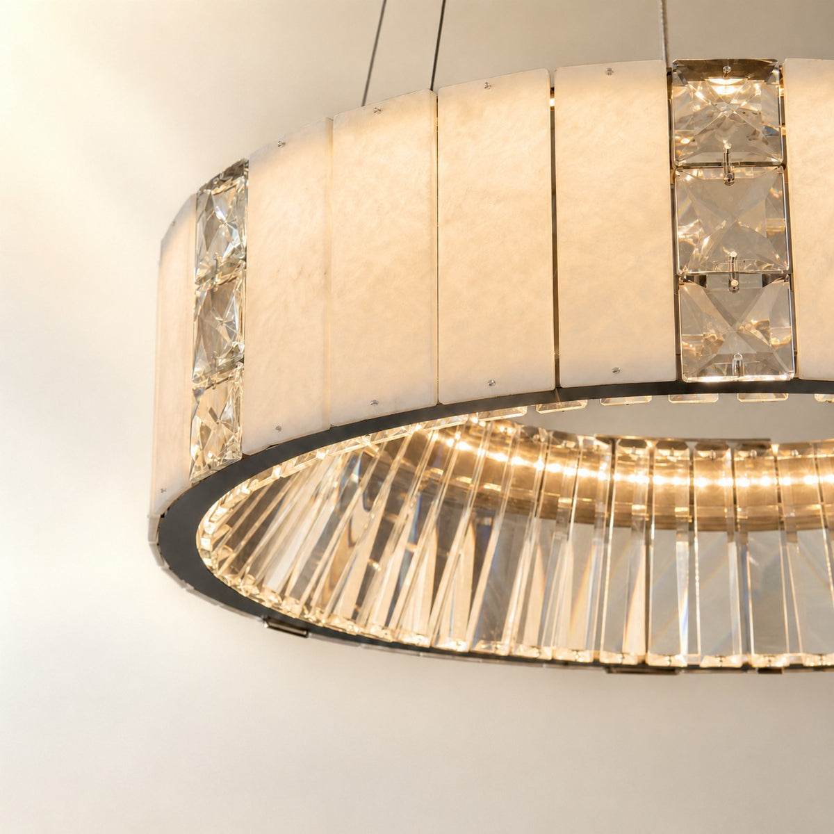 Paevan Modern Alabaster Round Drum Chandelier
