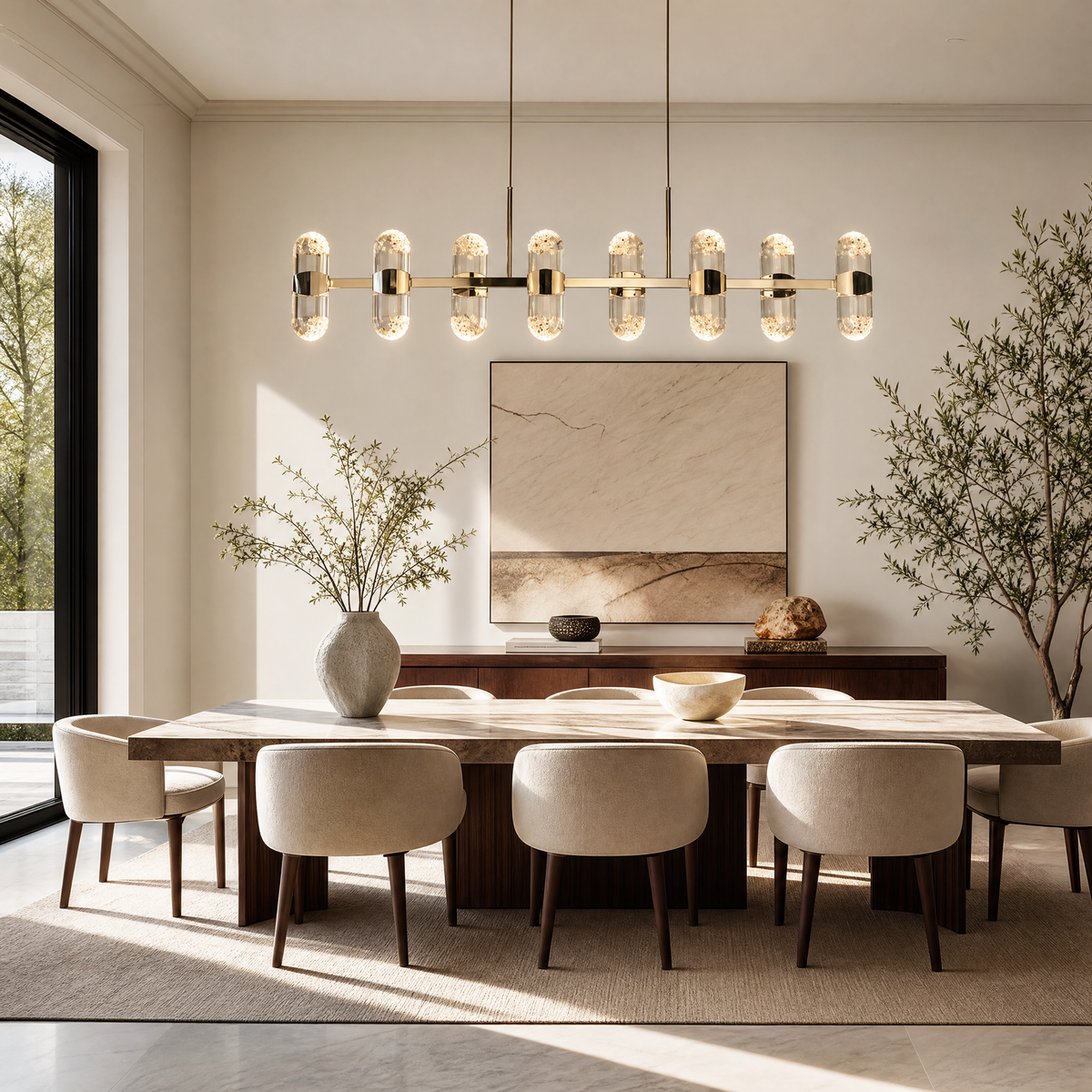 Pearl Net Modern Linear Dining Pendant Light