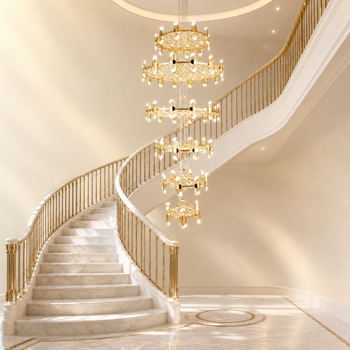 Pearl Net Modern Sculptural Ring Chandelier