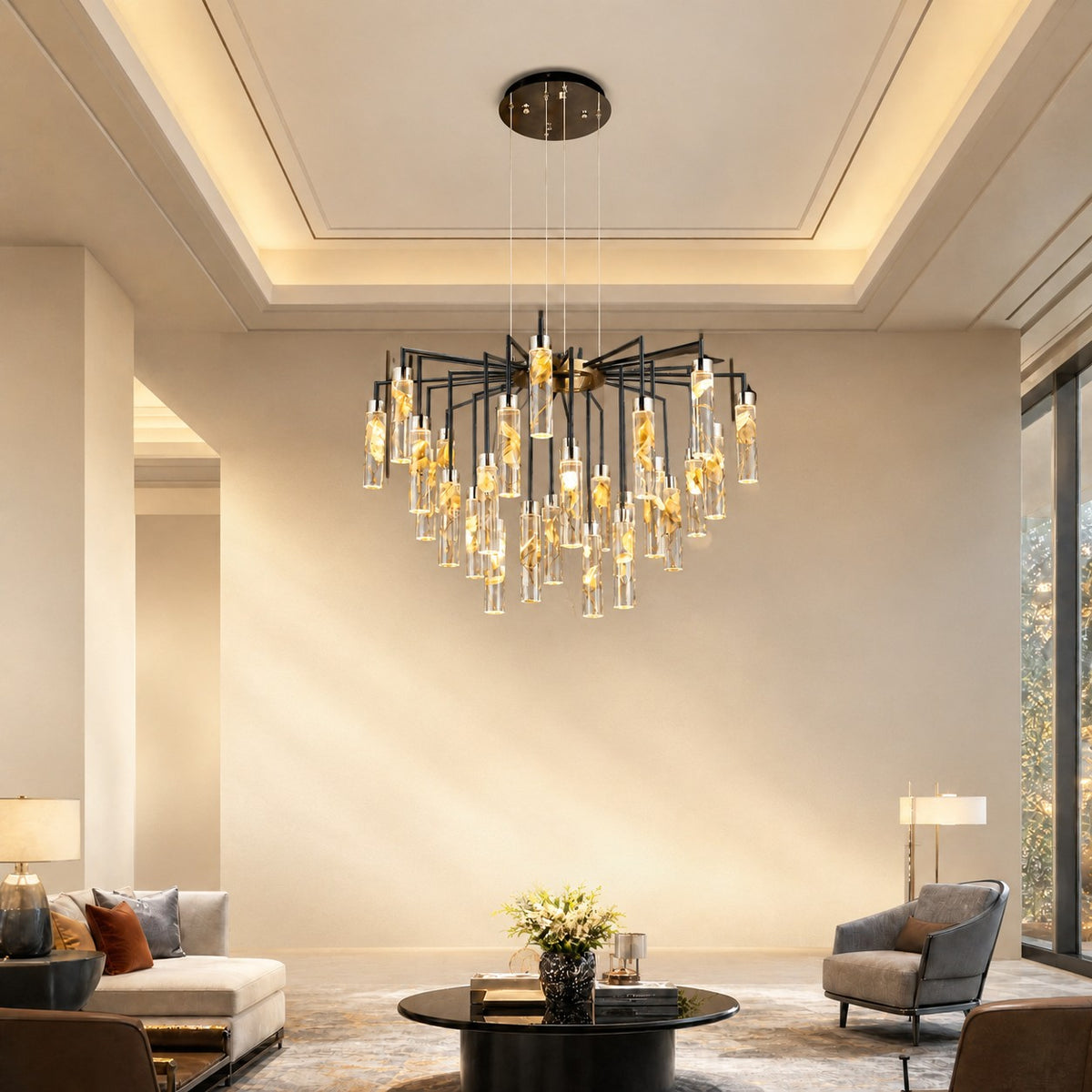 Phoenix Tree Modern Sculptural Ring Chandelier