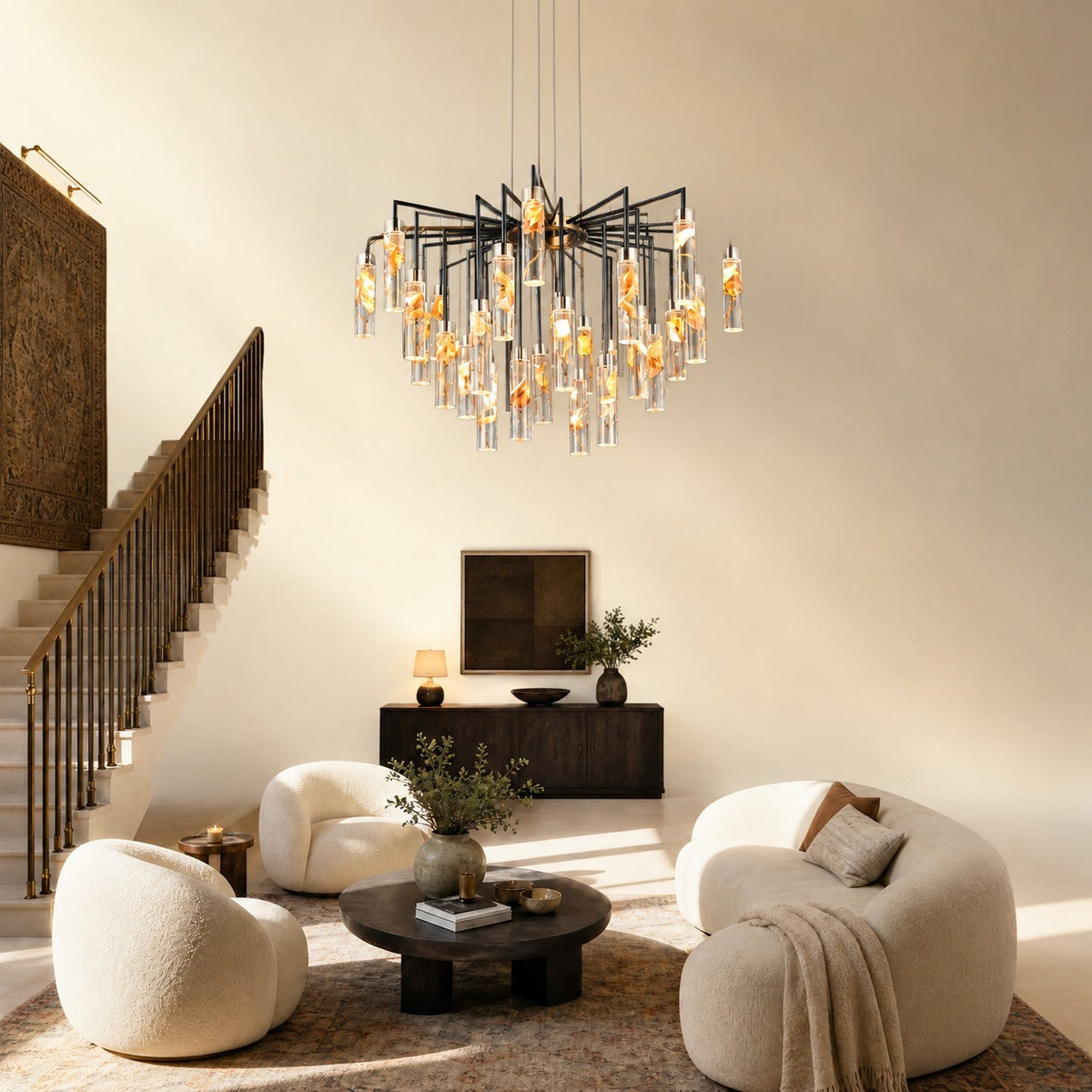 Phoenix Tree Modern Sculptural Ring Chandelier