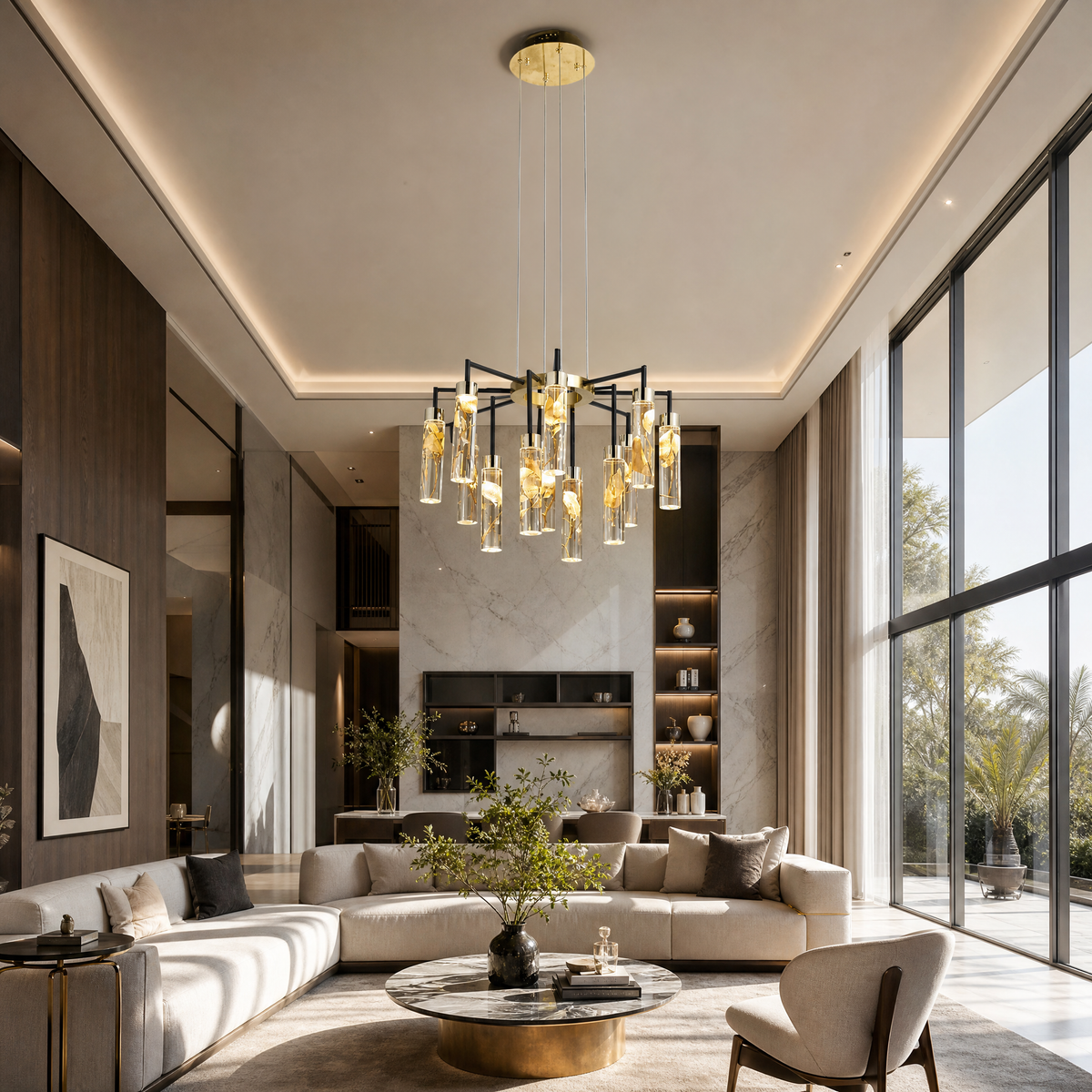 Phoenix Tree Modern Sculptural Ring Chandelier
