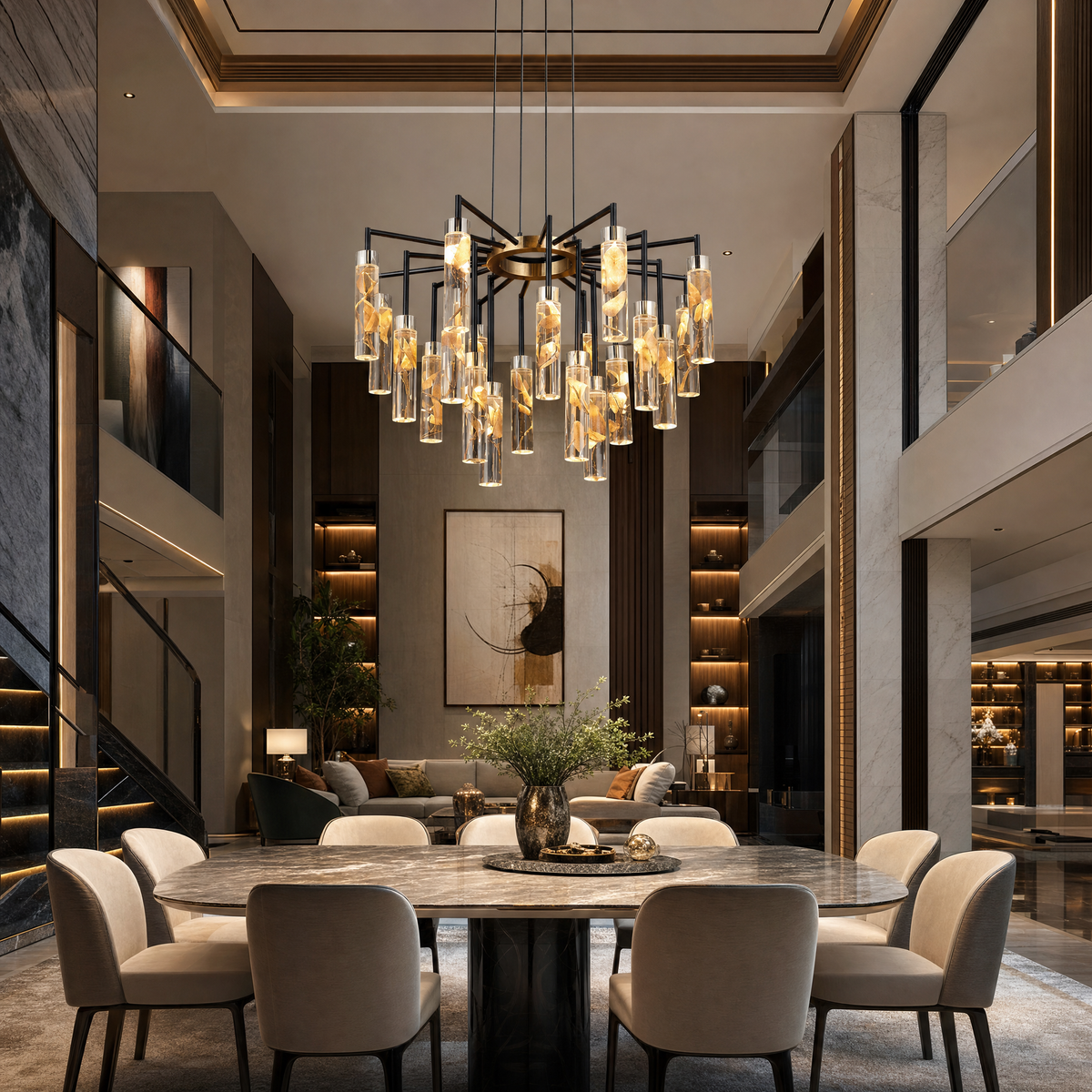 Phoenix Tree Modern Sculptural Ring Chandelier