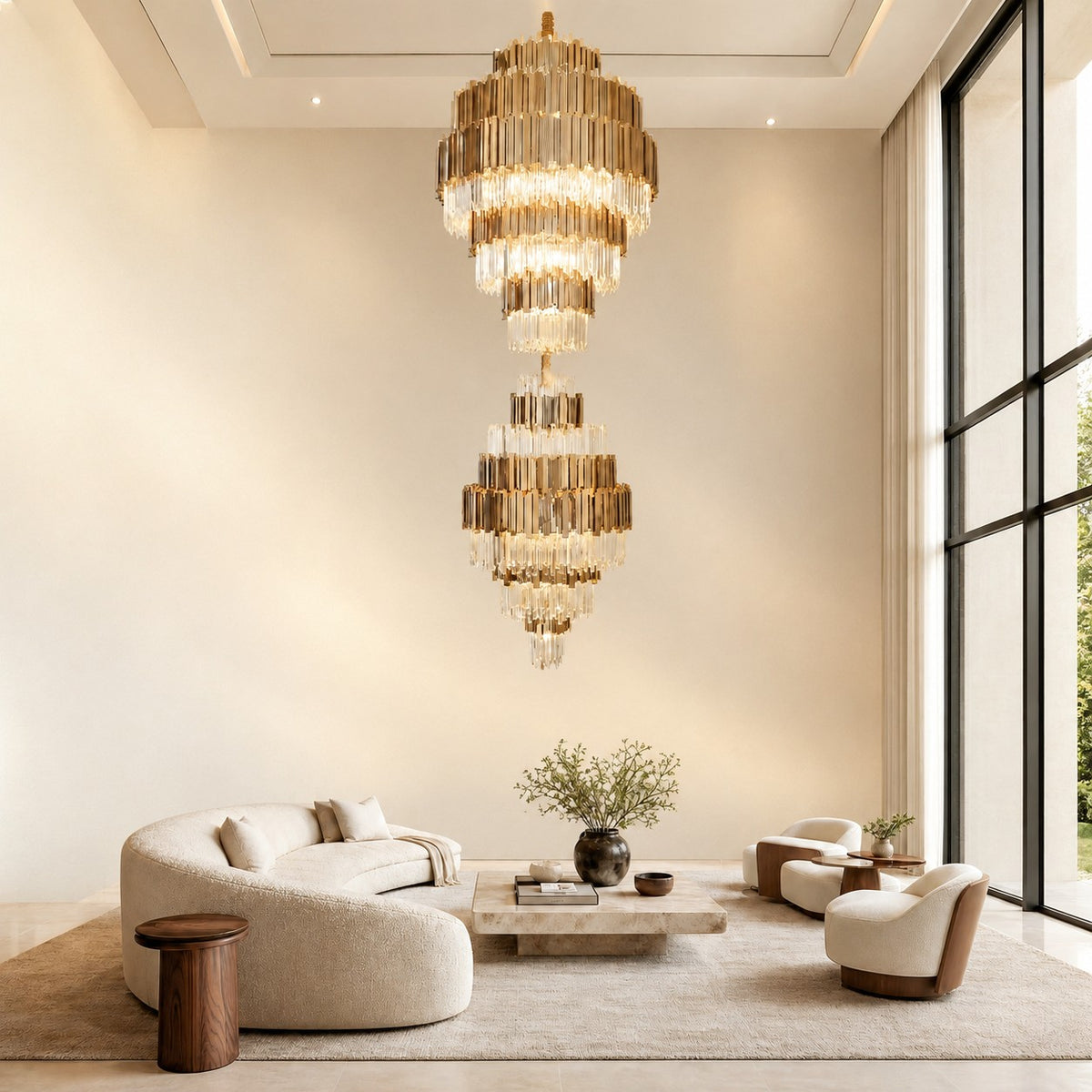 Pioggia Crystal Duo Chandelier