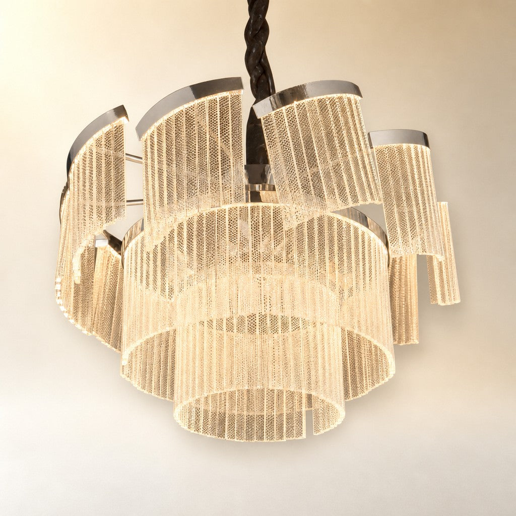 Prismata Crystal Modern Sculptural Ring Chandelier