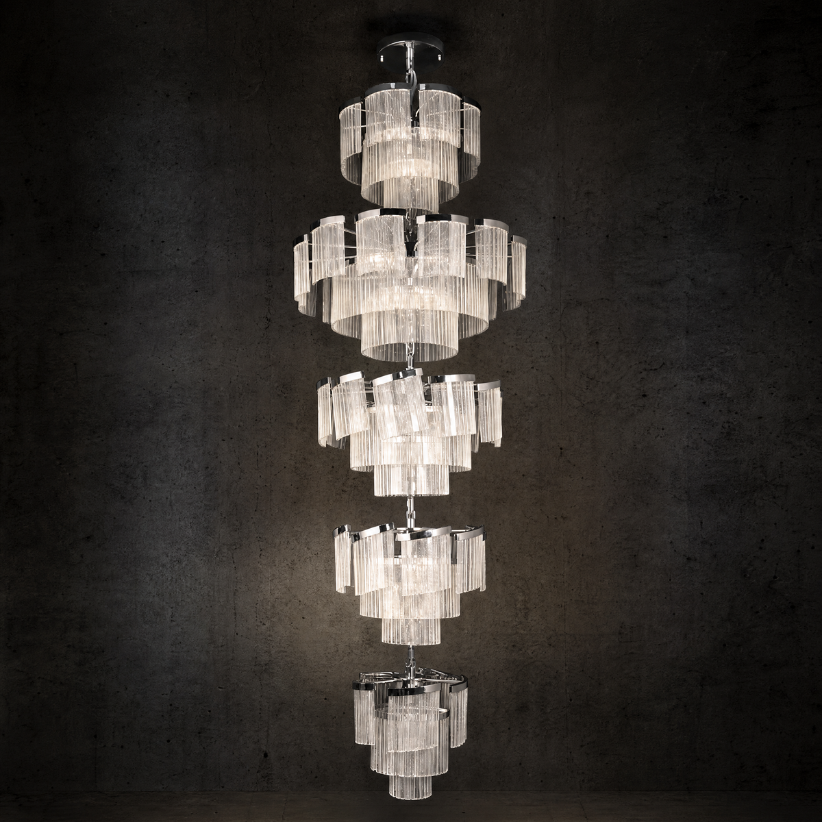 Prismata Crystal Modern Sculptural Ring Chandelier