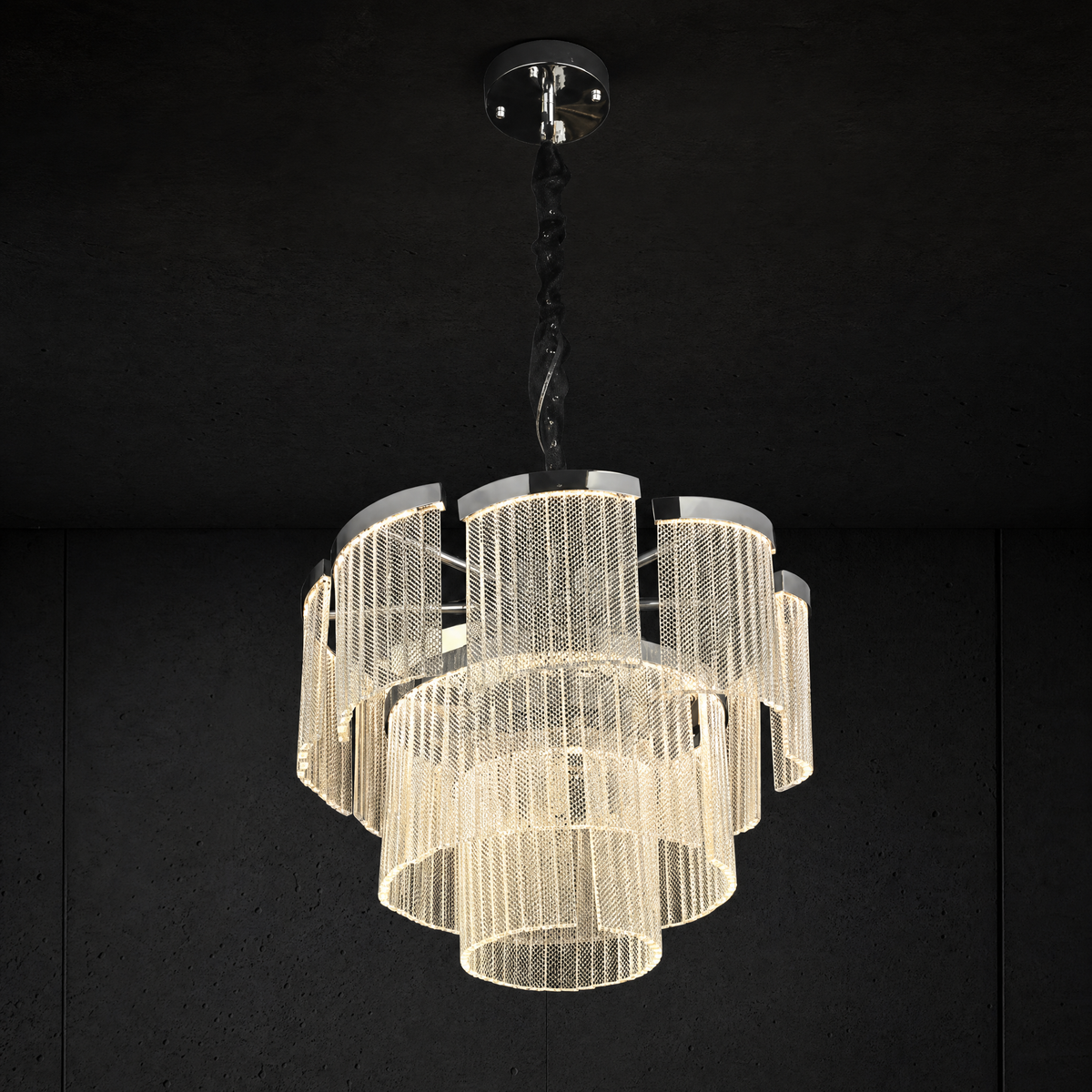 Prismata Crystal Modern Sculptural Ring Chandelier