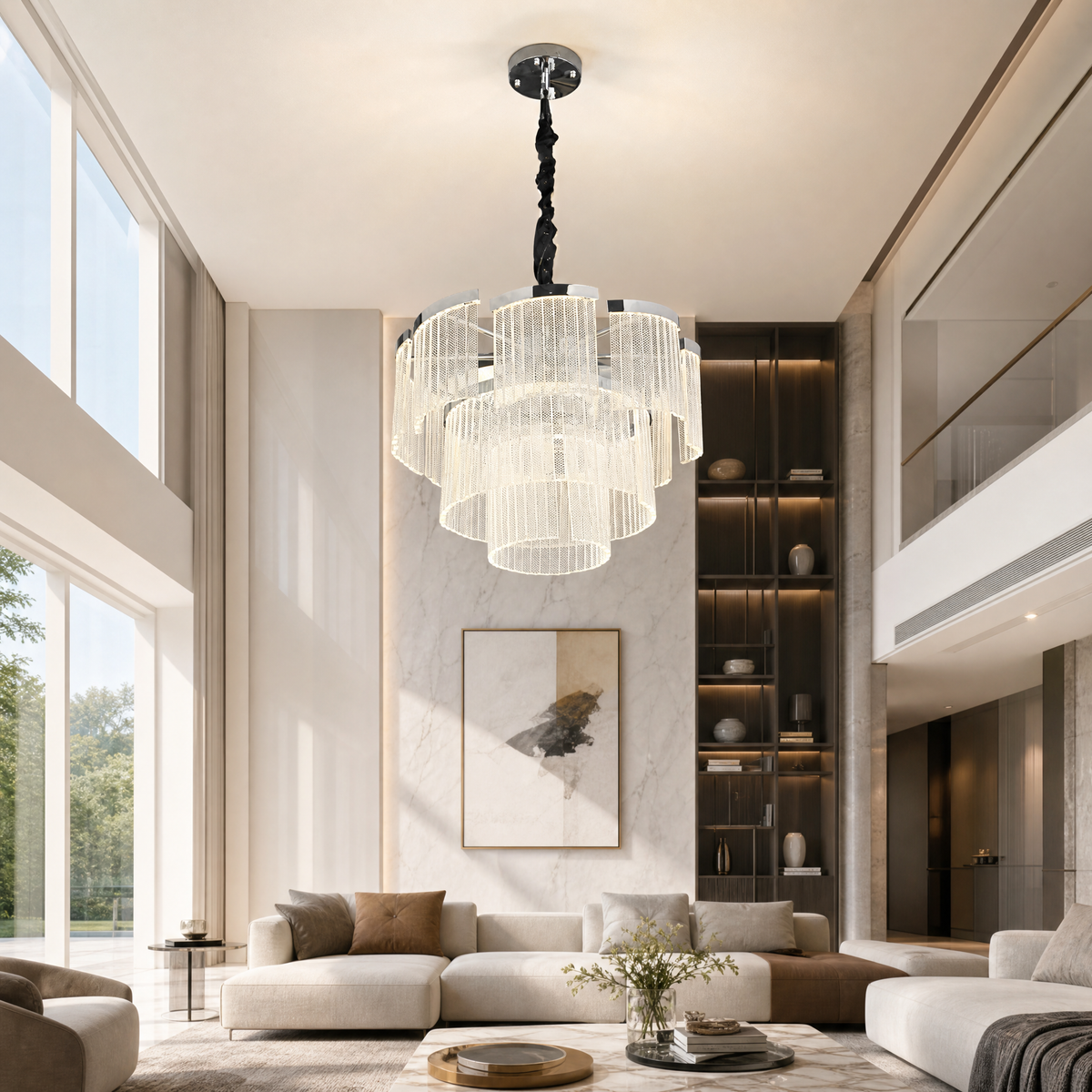 Prismata Crystal Modern Sculptural Ring Chandelier