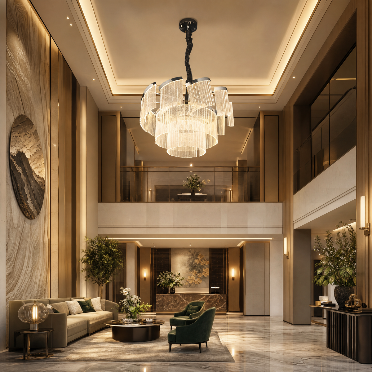 Prismata Crystal Modern Sculptural Ring Chandelier