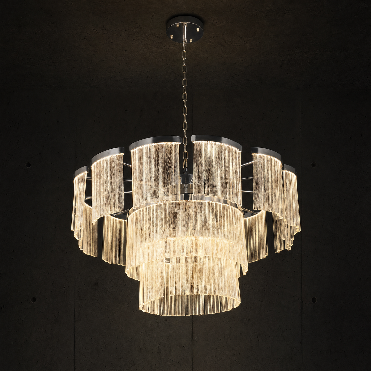 Prismata Crystal Modern Sculptural Ring Chandelier