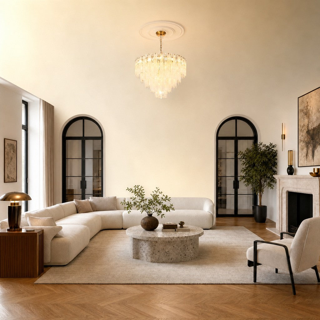 Quadro Glass Rod Halo Chandelier