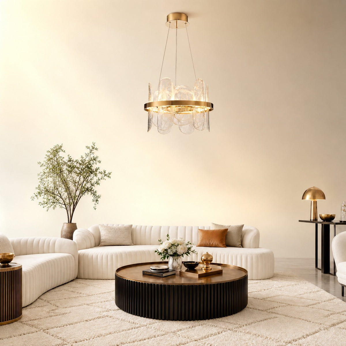 Quenor Handblown Glass Petal Chandelier