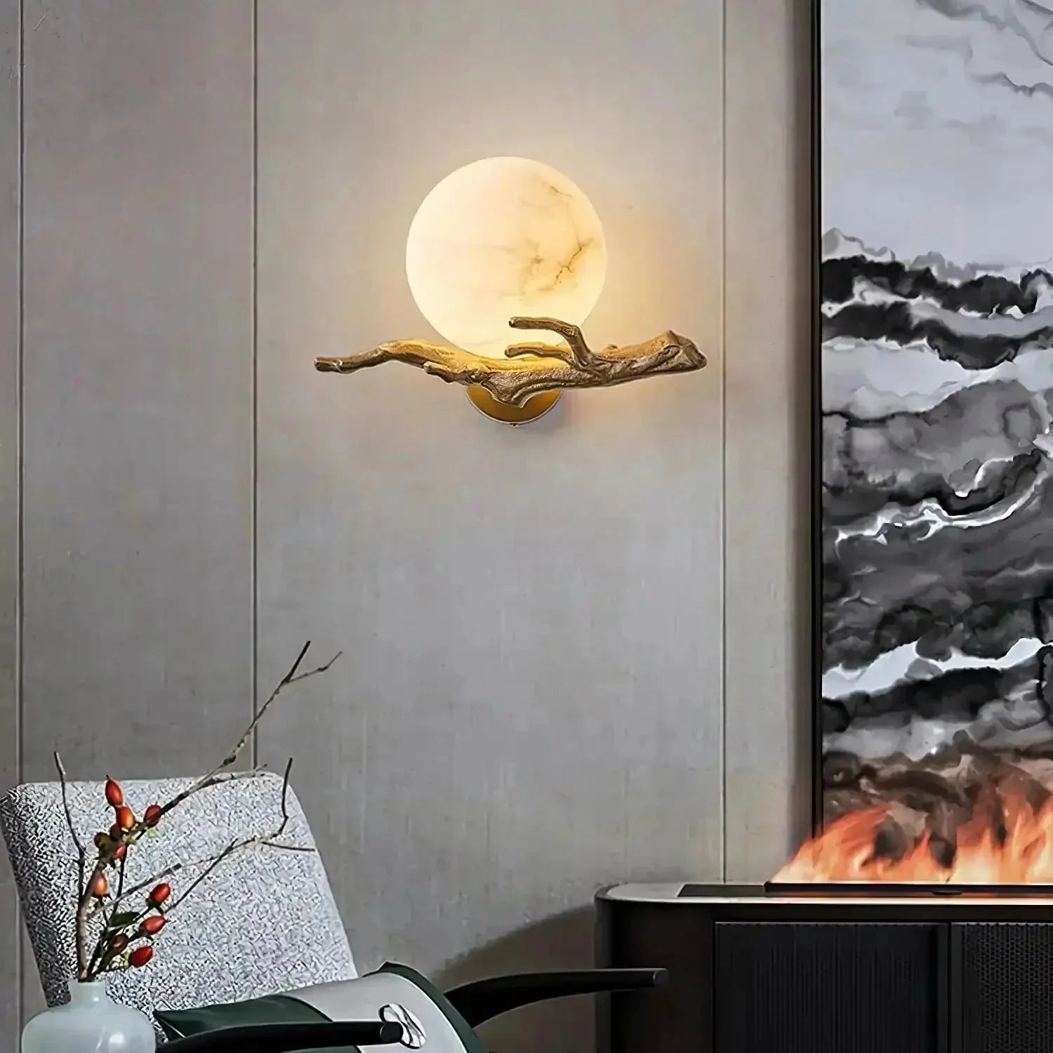Retro Twigs Alabaster Wall Lamp - Dia 11.8″(30cm) x H 7.9″(20cm)Blushlighting