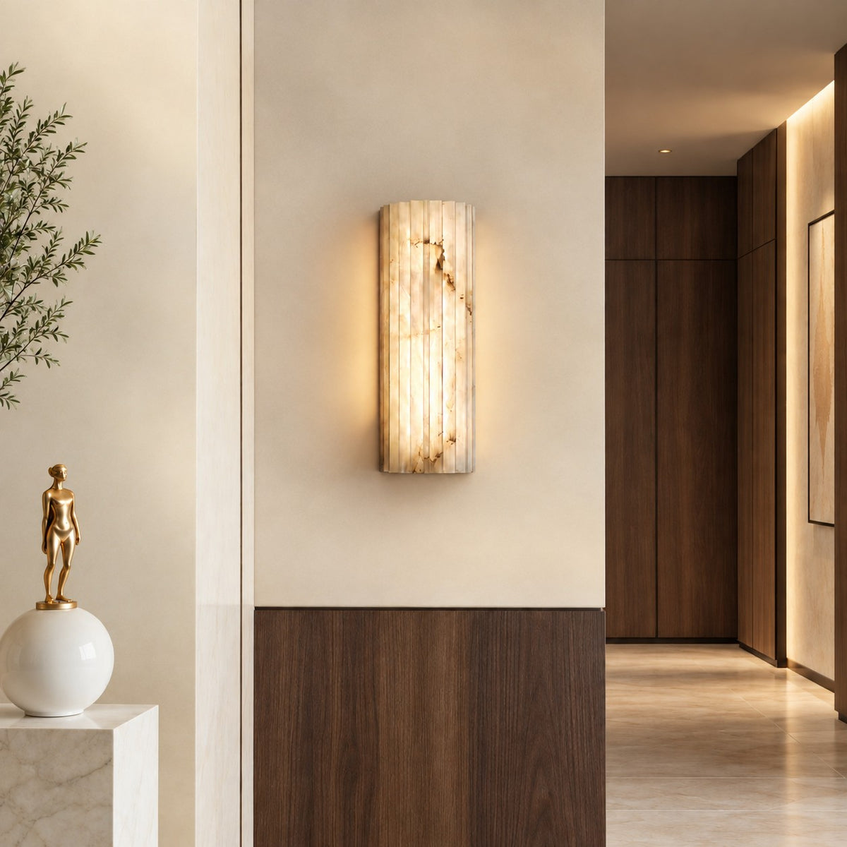 Ribelle Fluted Alabaster Wall Sconce