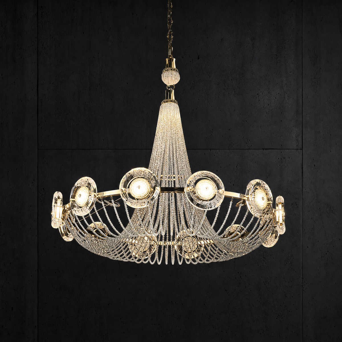Rococo Dream Modern Sculptural Ring Chandelier