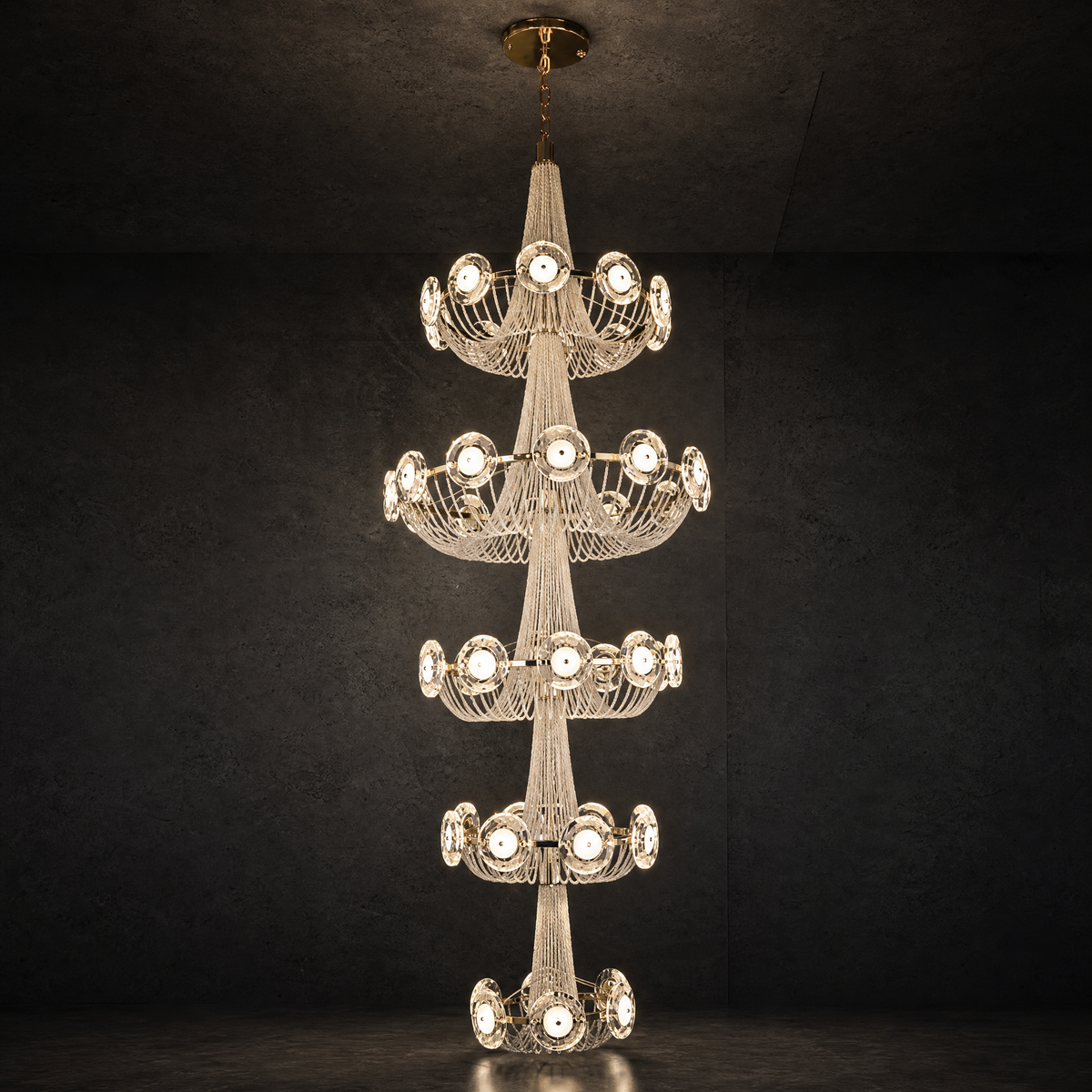 Rococo Dream Modern Sculptural Ring Chandelier
