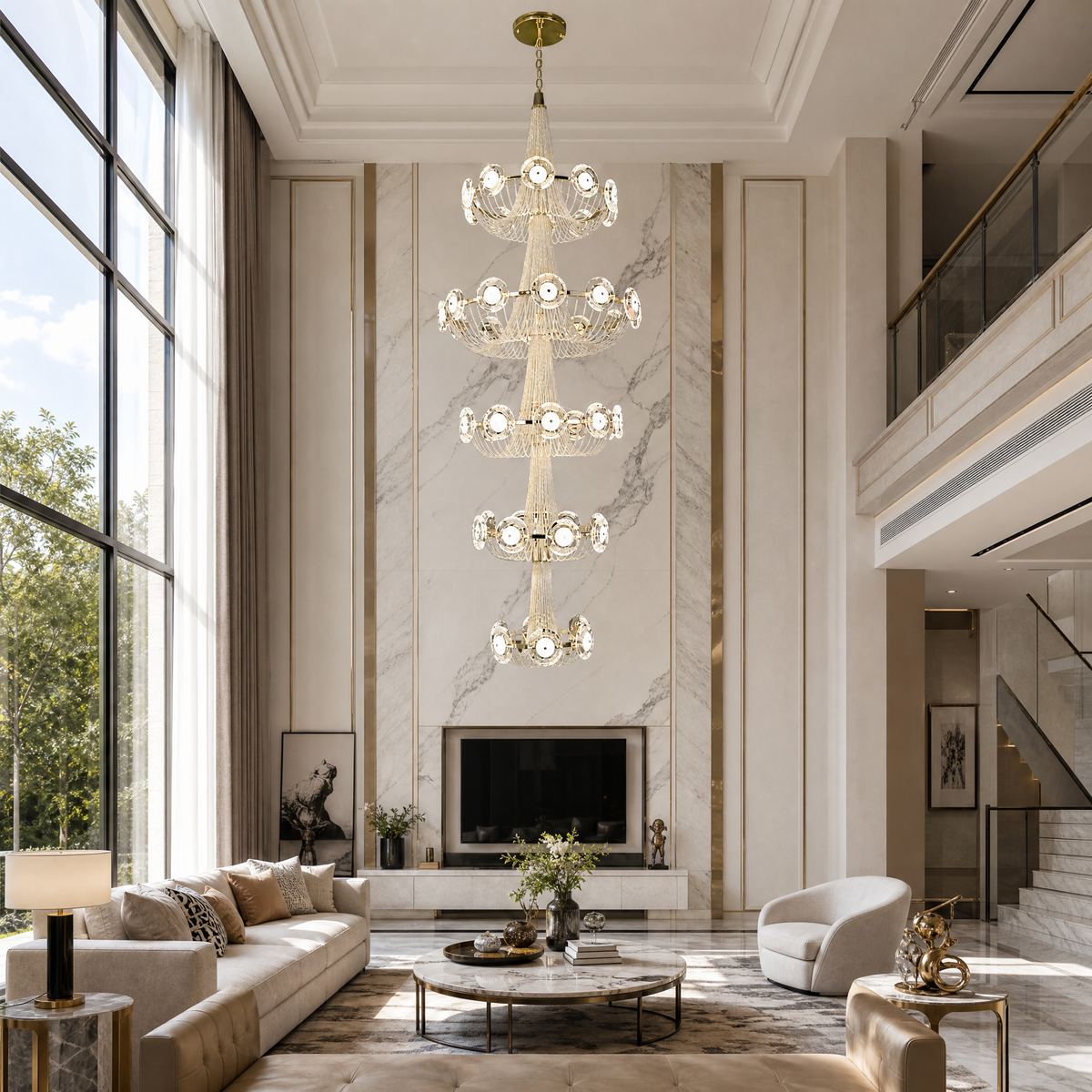 Rococo Dream Modern Sculptural Ring Chandelier