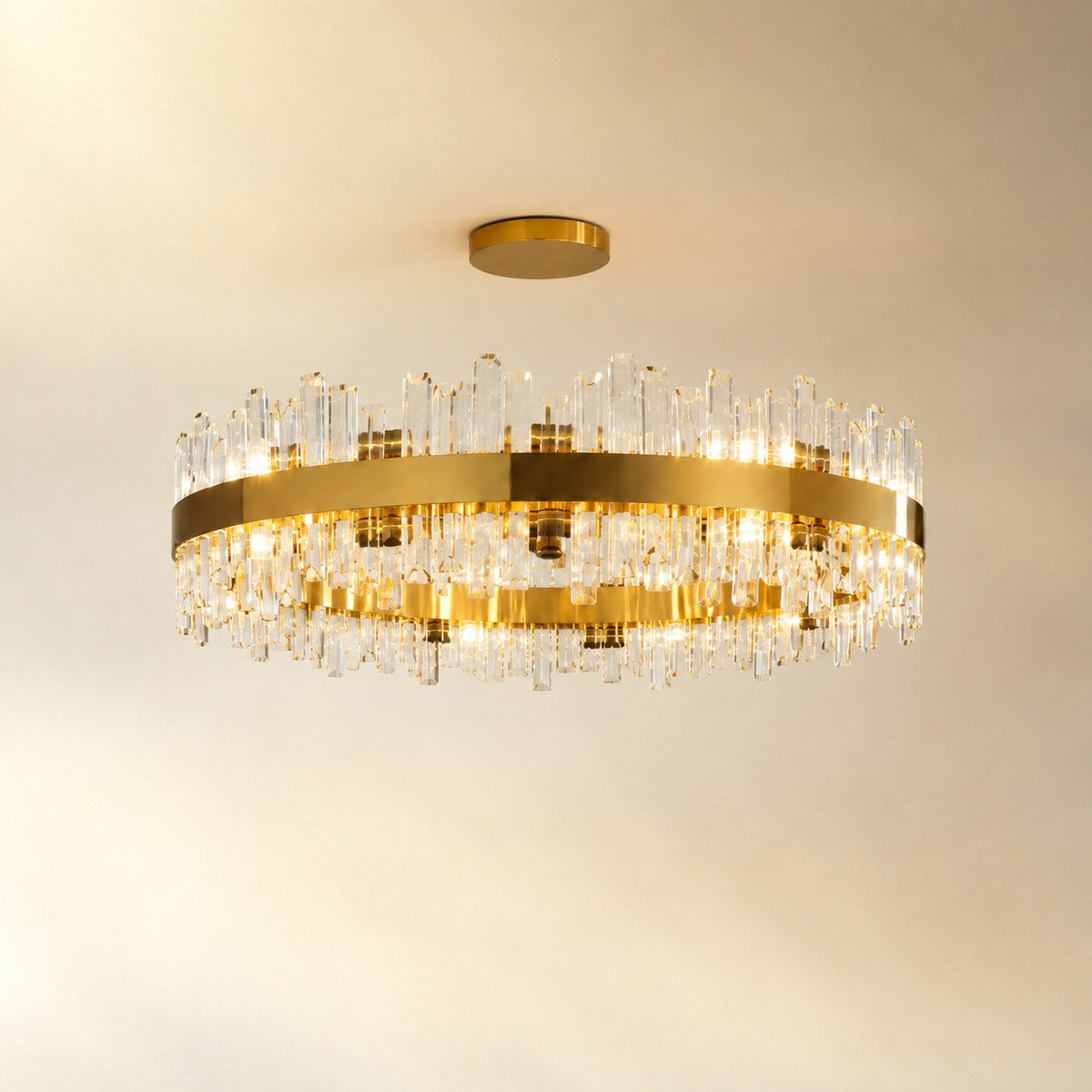 Round Golden Crystal Island Chandelier-1000