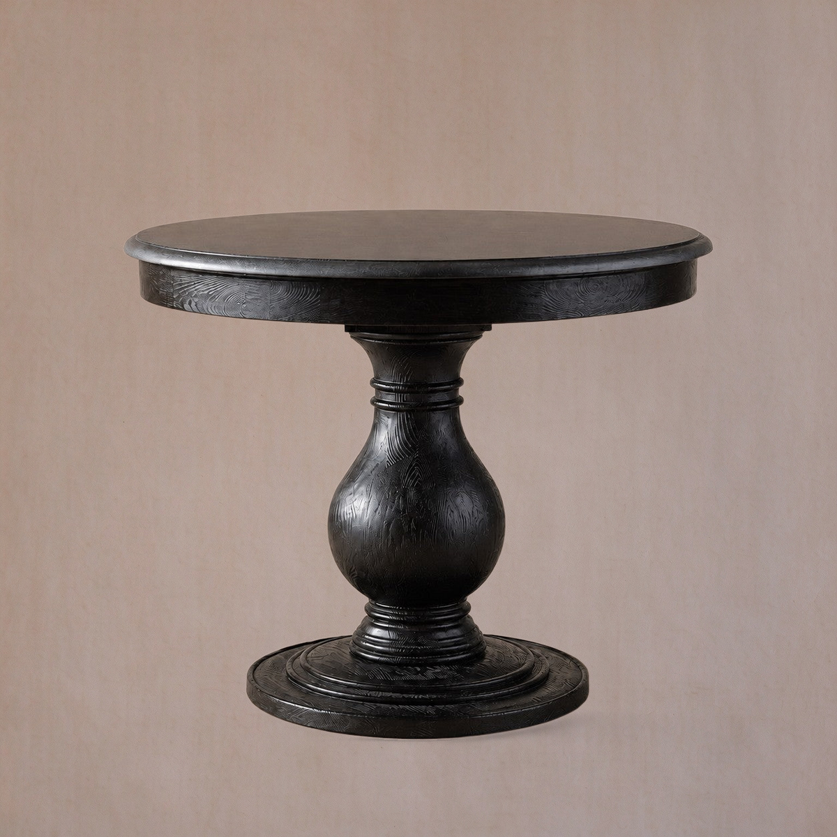 Round Pine Base Dining Table with Marble Slab