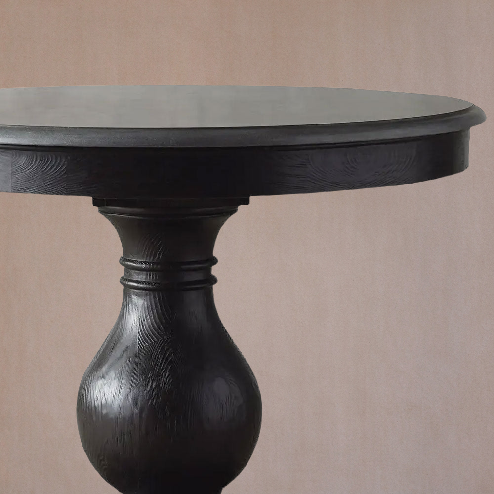 Round Pine Base Dining Table with Marble Slab