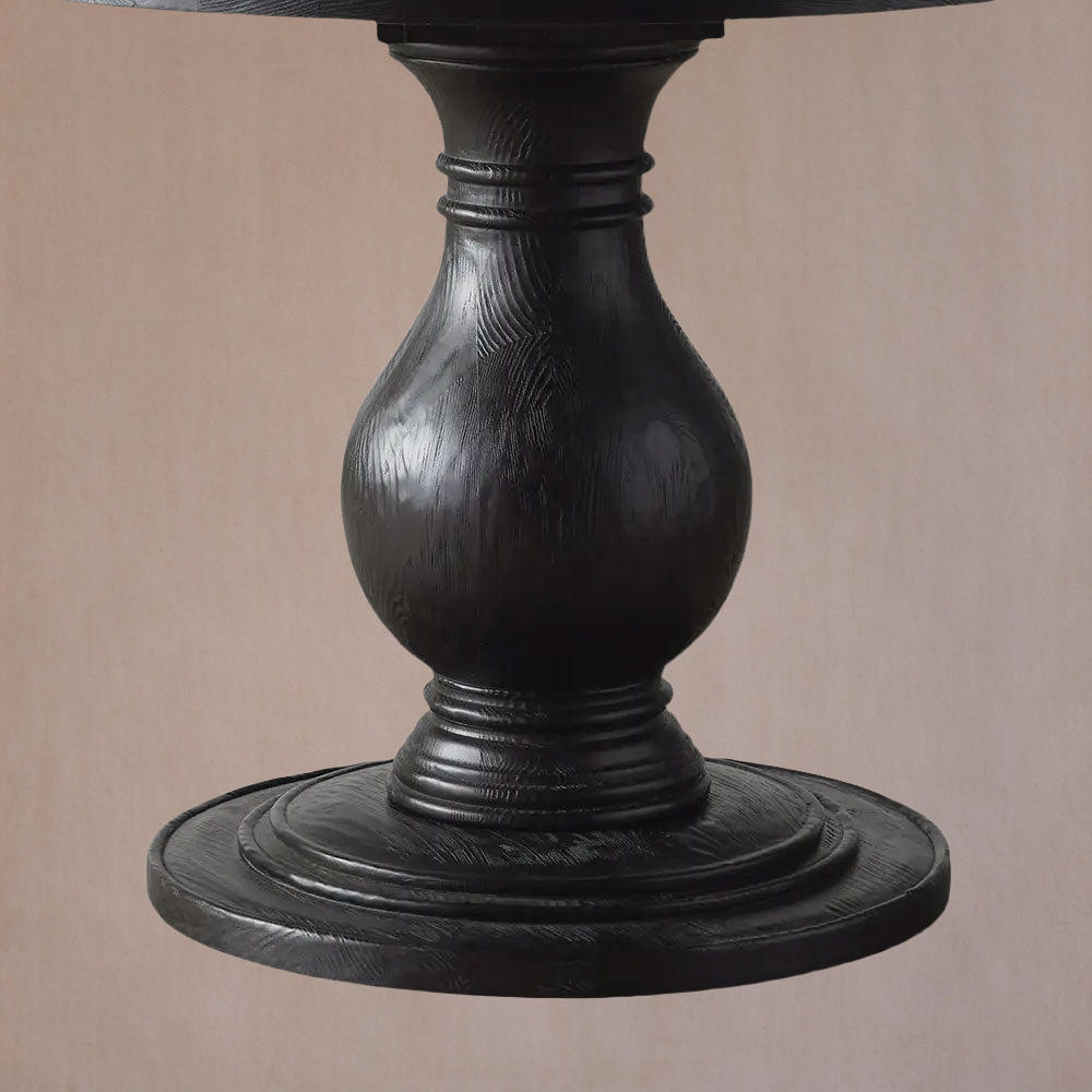 Round Pine Base Dining Table with Marble Slab