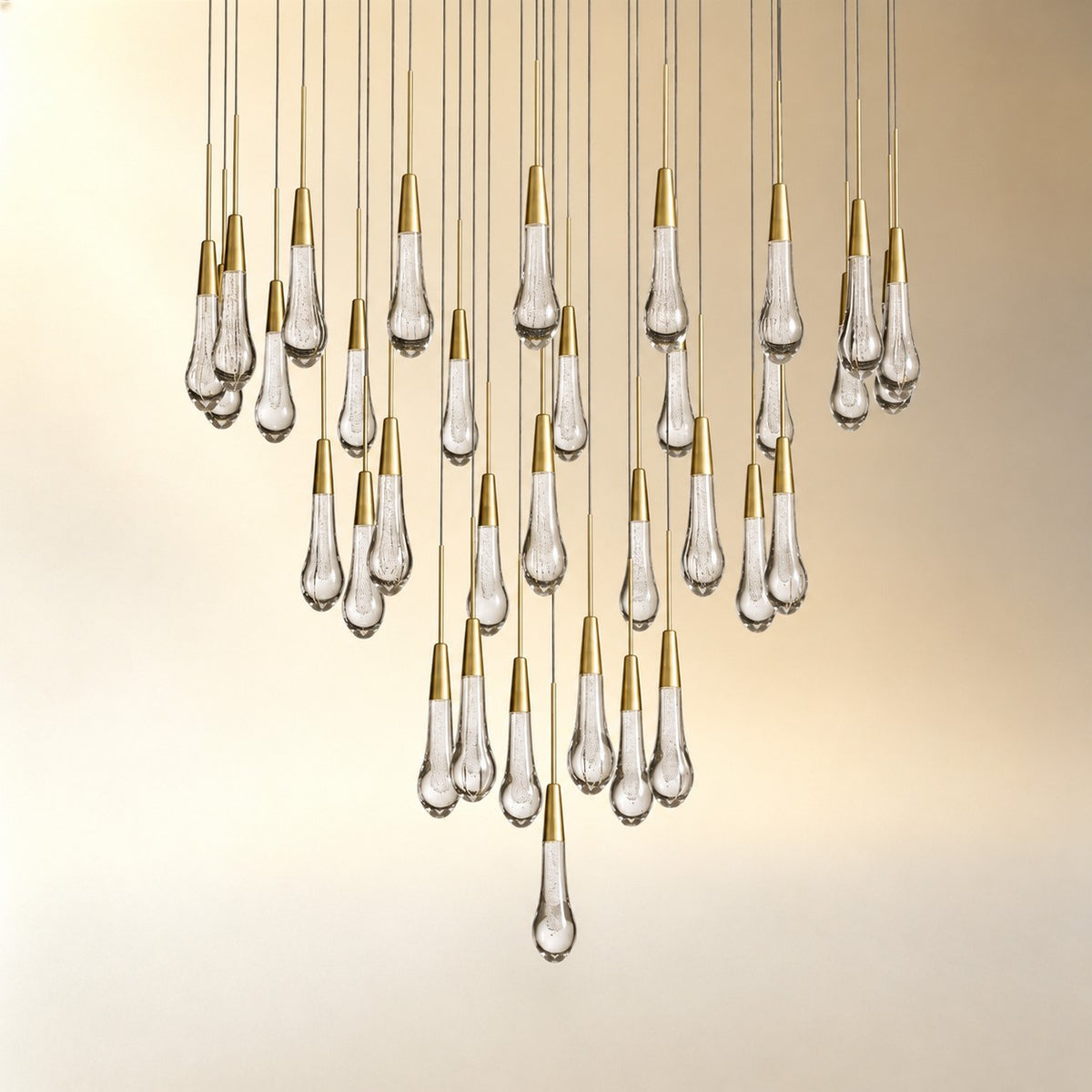 Round Seeded Glass Chandelier