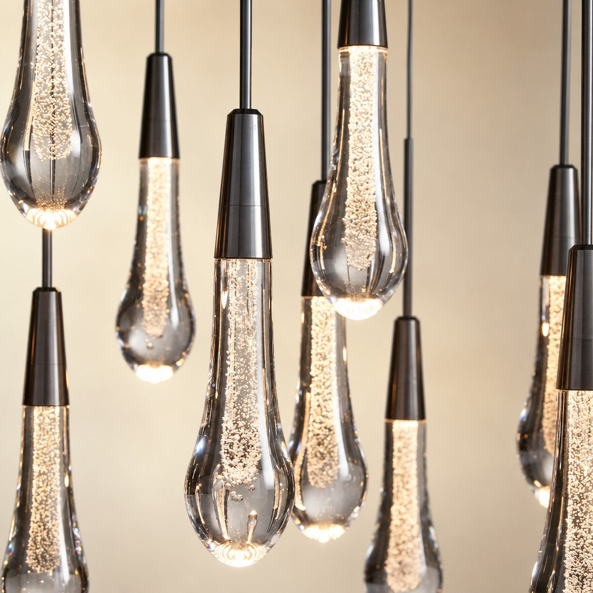 Round Seeded Glass Chandelier