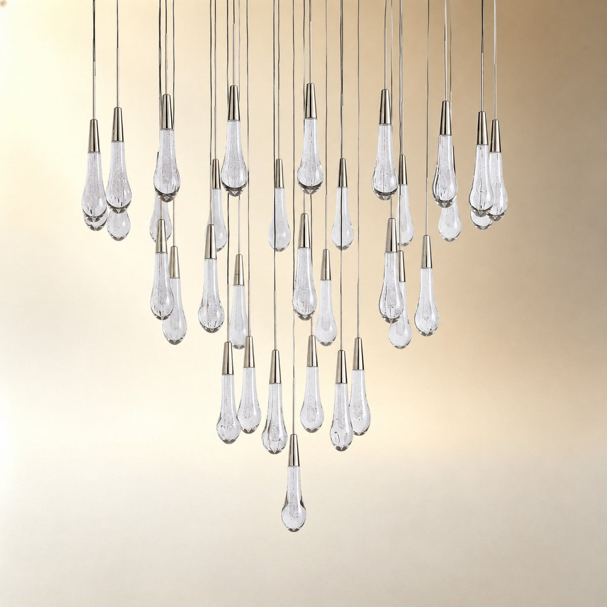 Round Seeded Glass Chandelier