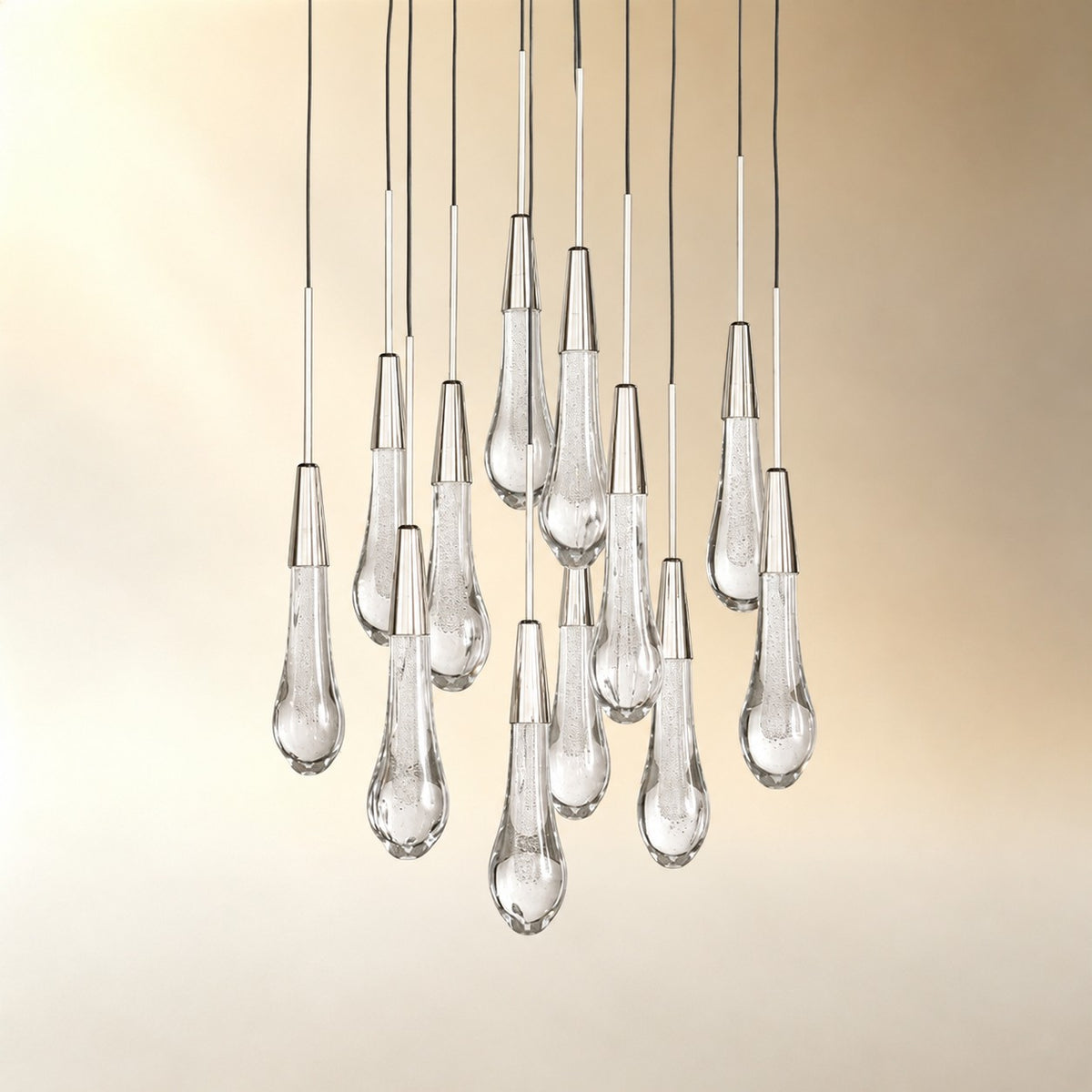 Round Seeded Glass Chandelier