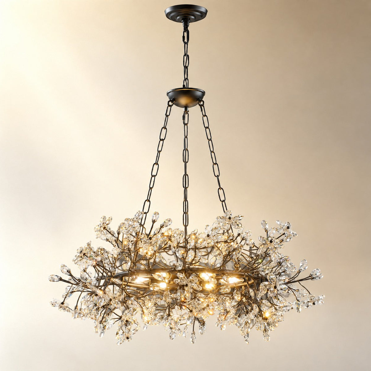 Rowan Twig Round Black Chandelier 31.5"D