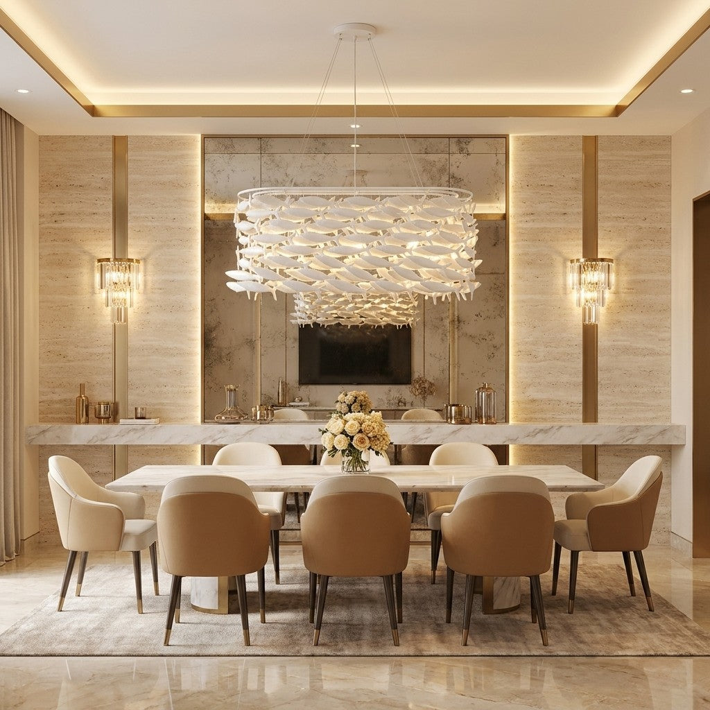 Porcelain Fish Shaped Dining Table Chandelier