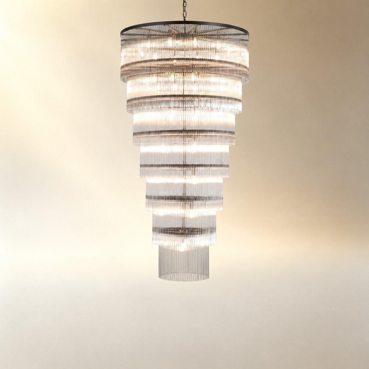 Seven-Tier Striped Column Staircase Chandelier D990 - Black