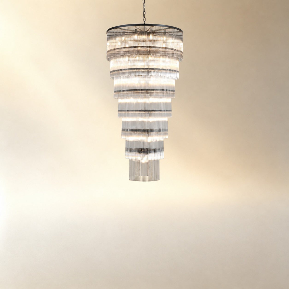 Seven-Tier Striped Column Staircase Chandelier D990 - Black